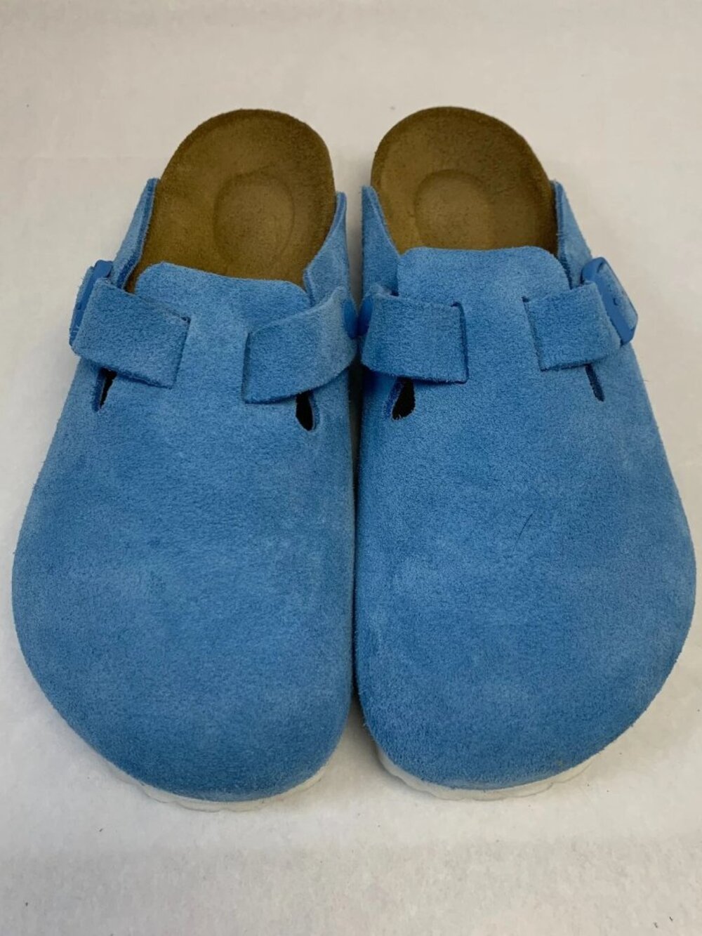 Birkenstock Boston Sky Blue Suede Leather Regular Width Sandals